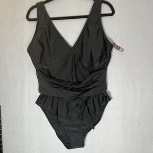 NWT‎ ADORE ME Swimsuit Women 1X Plus Black One Piece Cheeky Summer Slimming